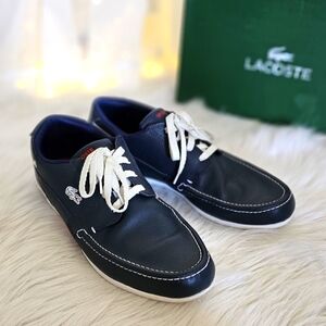 Lacoste Dreyfus AP Men's Sport Casual Leather Boat SHOES Blue Size USA 11